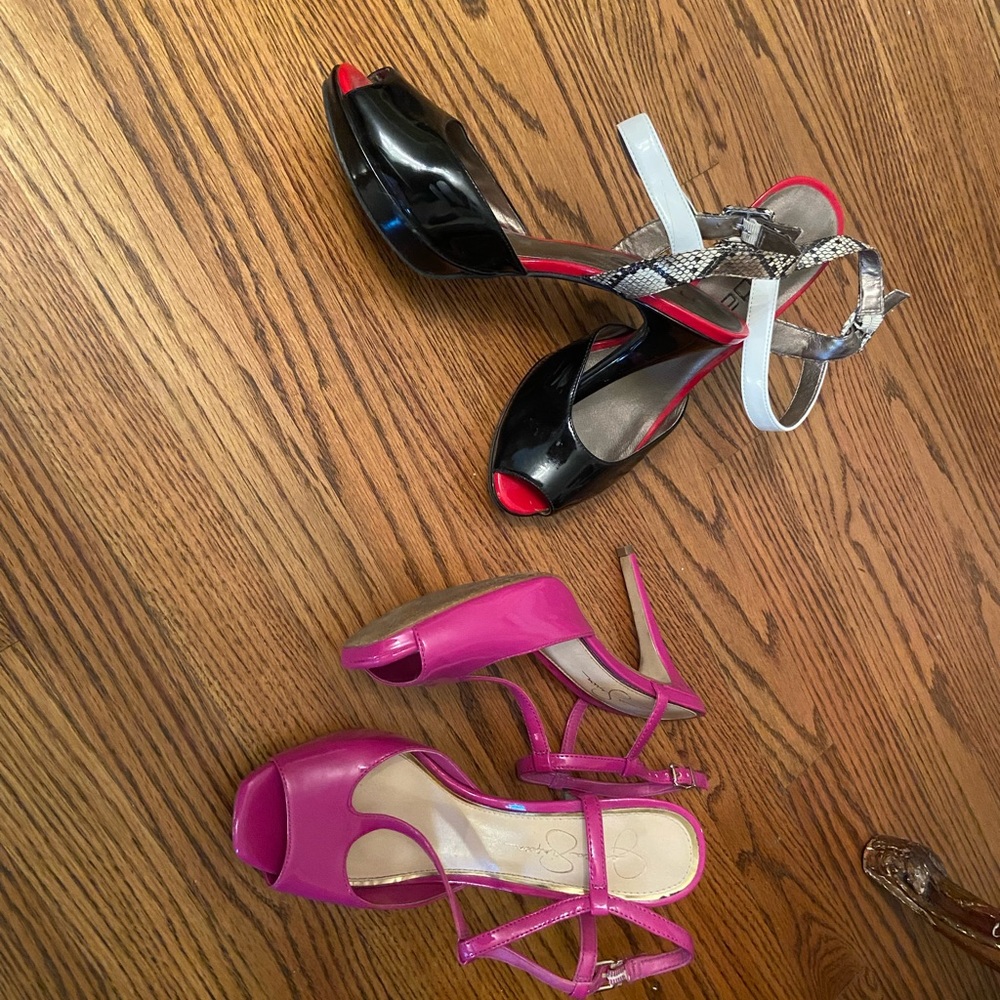 Two patent leather high heels- barely worn